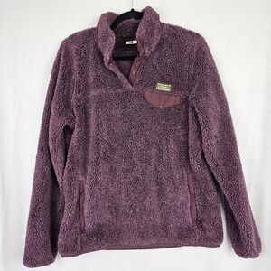 LL‎ Bean Women's Hi-Pile Fleece Pullover Top Dark Purple Size Small